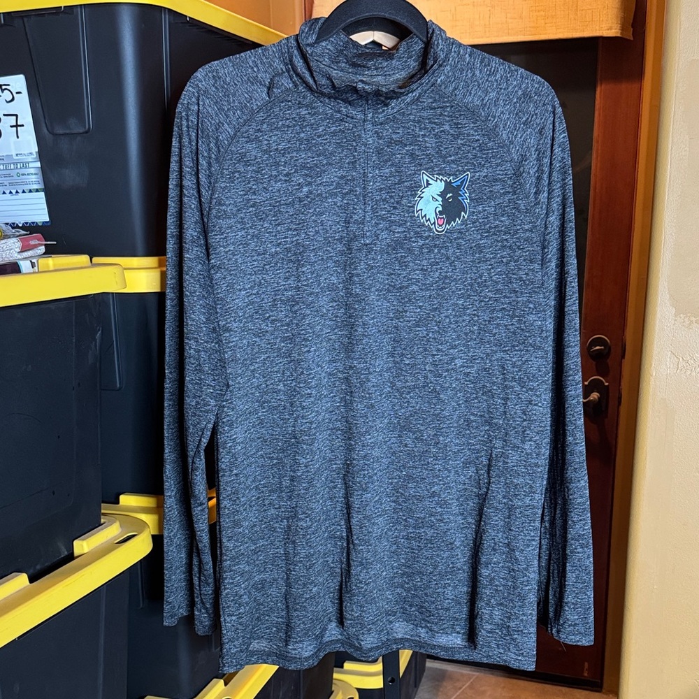 NWOT Adidas Minnesota Timberwolves Charcoal Ultimate Tee 1/4 Zip XL Climalite - Picture 2 of 8
